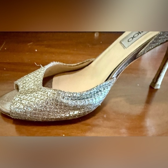 Jimmy Choo Peep Toe Glitter Sparkly Heel Womens 36 / US 6/6.5 - Picture 7 of 12